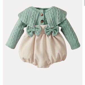 Mint Green and Cream Baby Romper